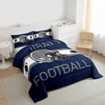 thumbnail image 3 of Homewish Football Sport Theme Full Size Comforter Sets,Rugby Helmet Pattern Bedding Comforter Set,Gray White Deepblue Bedding Sets For Kids,Microfiber Bedroom Decor Reversible,3pcs, 3 of 8