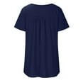 thumbnail image 4 of Pntutb Womens Plus Size Summer Solid Color Round Neck Button Pleated Short Sleeve Tops Clothes, 4 of 6