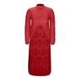 thumbnail image 5 of JGGSPWM Women Plus Size High Low Hem Shawl Round Neck Lace Short Front Long Back Casual Stretchy Knit T-Shirt Blouse See Through Top Red 2XL, 5 of 5