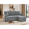thumbnail image 3 of Leumius L Shaped Sectional Sofa with Pull Out Bed and Storage Chaise, 3 Seater Sectional Couch Convertible Sofa Bed for Small Space, Apartment & Guest Room, Light Gray, 3 of 14