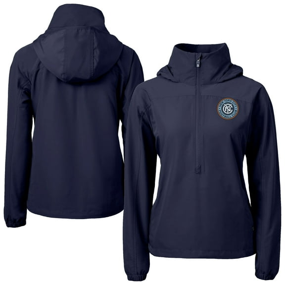 Women's-Cutter & Buck Navy New York City FC Charter Eco Recycled Full-Zip Anorak Jacket