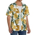 thumbnail image 2 of Uemuo Yellow Tulips Pattern Cotton Linen Short Sleeve Shirts,Casual Lightweight Button Down Shirts,Vacation Beach Summer Tops-Small, 2 of 7