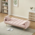 thumbnail image 3 of Convertible Futon Sofa Bed,69 Inch Modern Teddy Loveseat Sofa Couch with Adjustable Backrest for Small Space,Living Room,Pink, 3 of 8