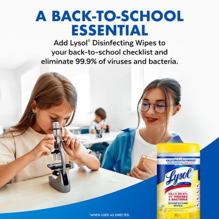(6 PACK) LYSOL® DISINFECTANT WIPES, MULTI-SURFACE ANTIBACTERIAL CLEANING WIPES, LEMON AND LIME BLOSSOM, 80 COUNT