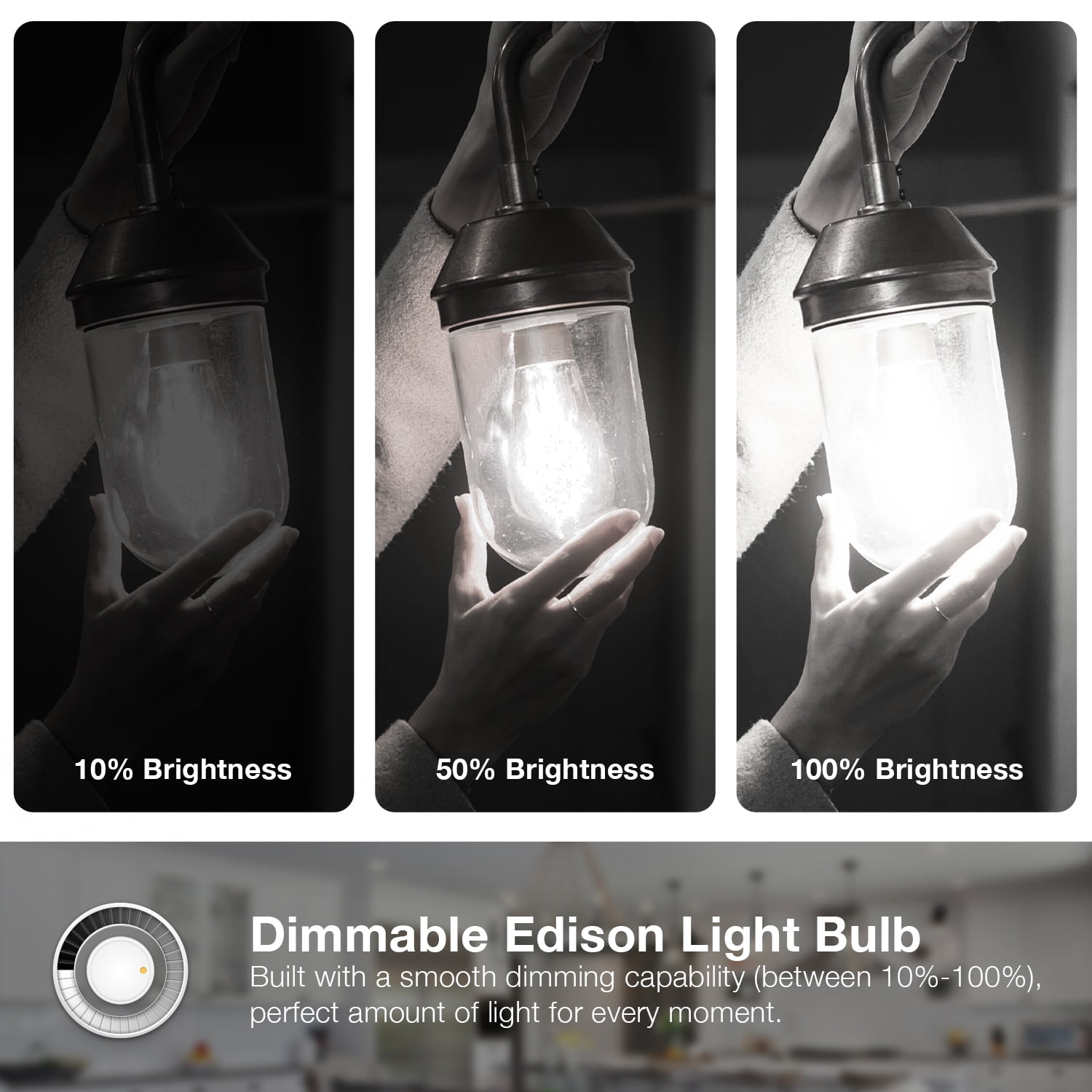 BOCOD Edison Light Bulbs 60W Equivalent, Dimmable Vintage LED Light Bulbs, E26 Medium Base, 5000K Daylight, ST58, 8W, 800LM, 80+ CRI, Antique Decorative Filament LED Bulb, Clear Glasses, 6 Pack
