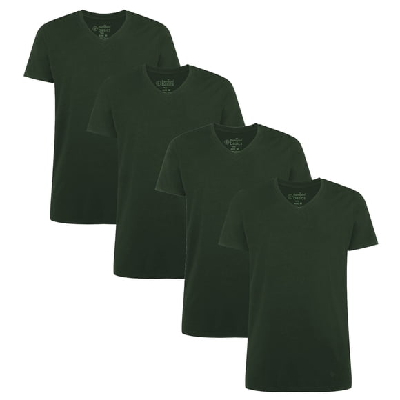 Bamboo basics Camiseta VELO, paquete de 4 - Camiseta interior, cuello en V, camiseta simple Verde 2XL (XX-Large)