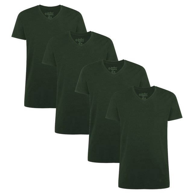 Bamboo basics Camiseta VELO, paquete de 4 - Camiseta interior, cuello en V, camiseta simple Verde 2XL (XX-Large)