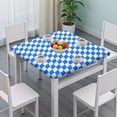 thumbnail image 3 of Blue White Checkerboard Checkered Pattern Square Fitted Tablecloth with Elastic Edge,Square Table Cover,Washable Elastic Table Cover for Home Kitchen Party Decor 36"x36", 3 of 6