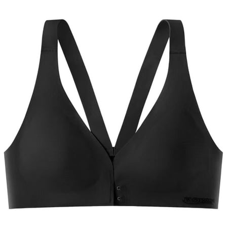 SMihono Women s Sleeveless Front Closure Bras Push Up Wireless Bralettes Comfort Micro Crop Plunge Bra (Black XL )