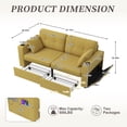 thumbnail image 6 of Leumius 68" Modern Sectional Sofa,3 Seater Sofa with USB Charging,Storage Chaise & Cup Holder,Chenille Sofa Couch for Living Room,Apartment,yellow, 6 of 8