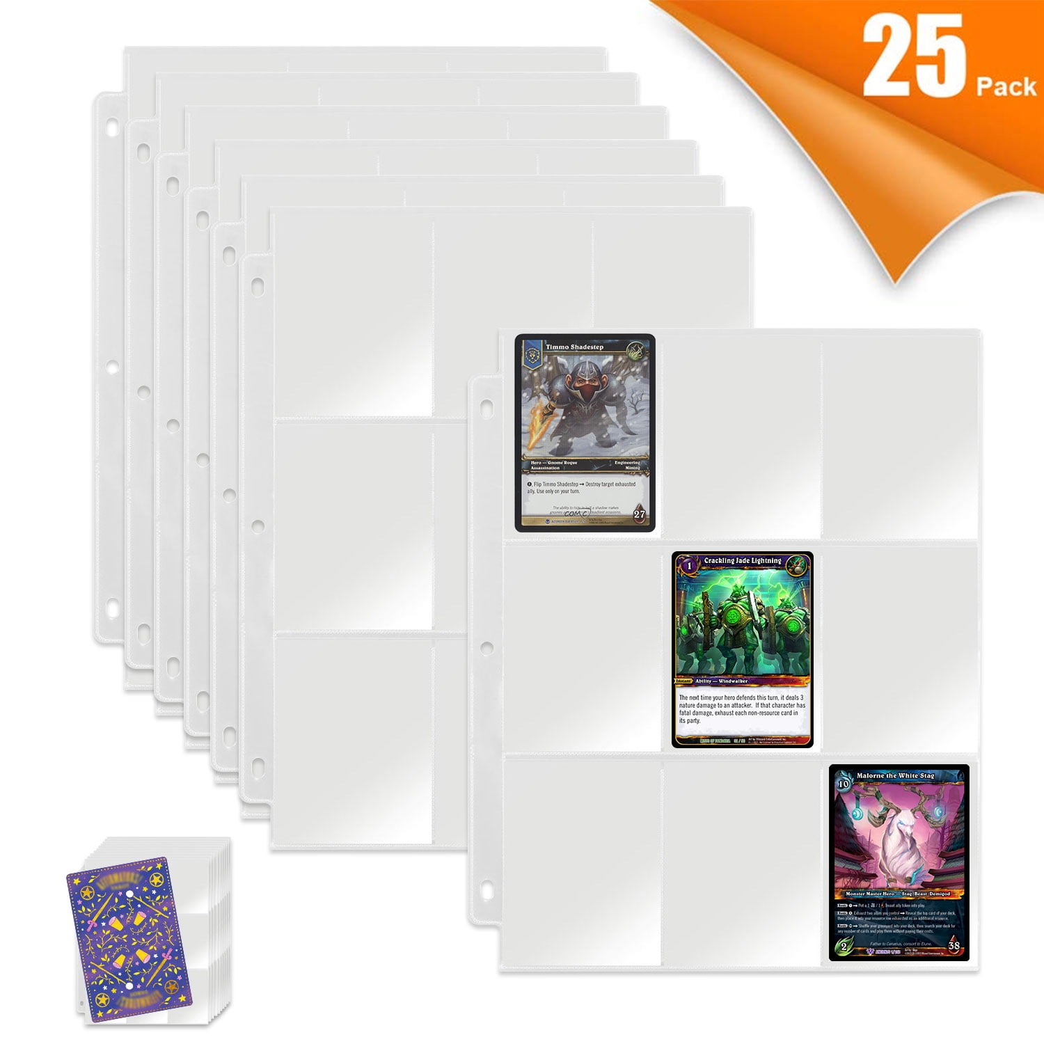 Tsv 25 Pcs Game Card Sleeves Collector Trading Card Storage Album Page Binder Sheets Holder Sleeve Cards Protectors Compatible With Yugioh Pokemon Tarot Card Walmart Com
