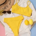 thumbnail image 2 of Hotian Women High Waisted Ribbed Cami Bikini Set Yellow XL-US16, 2 of 6