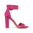 thumbnail image 3 of BLISSFUL STEP Open Toe Ankle Straps Block Heel Sandals for Women Hot Pink 8, 3 of 7