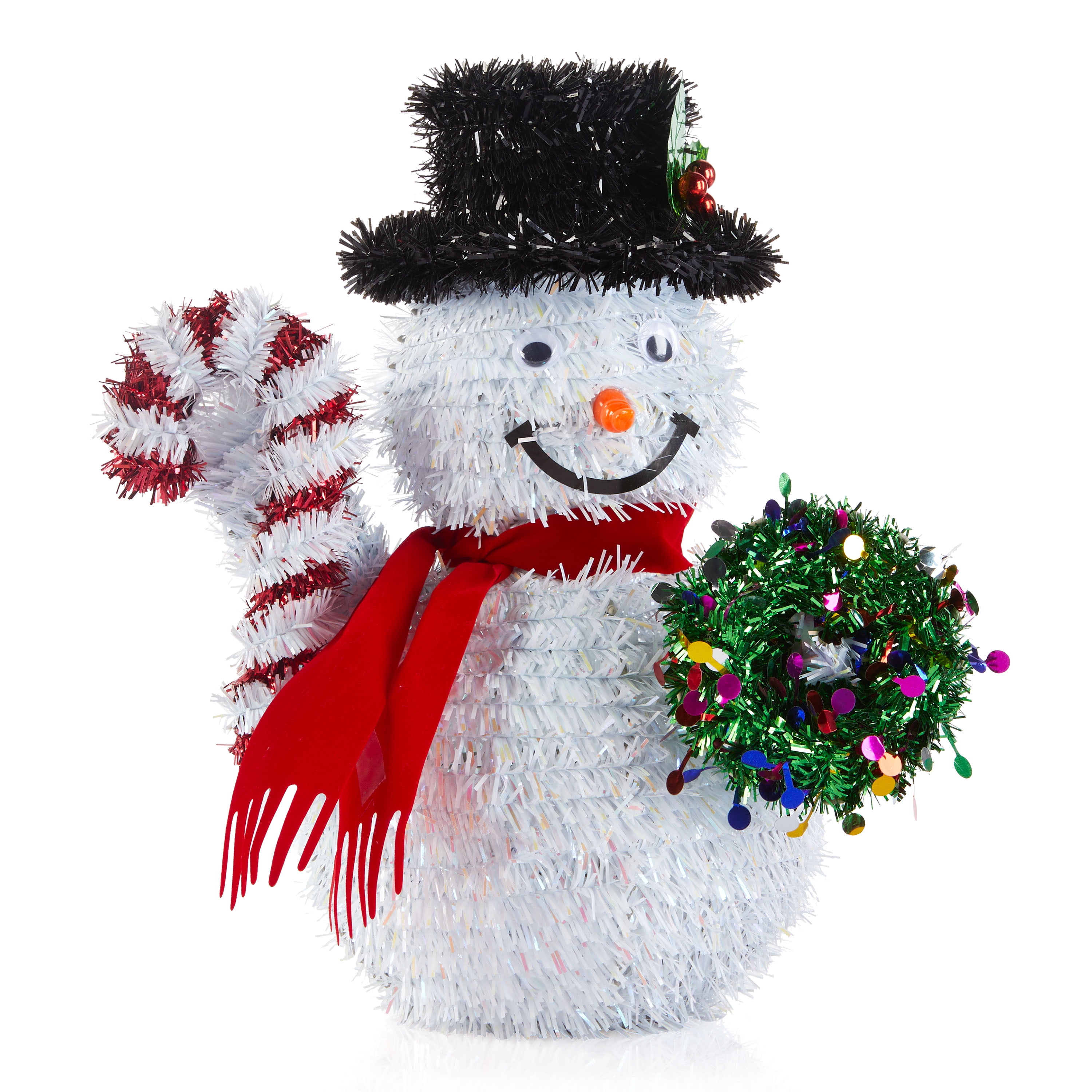 Holiday Time 3D Tinsel Snowman Tabletop Decor, 11"