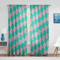 thumbnail image 2 of Cyan and Pink Checkered pattern Tulle Curtains for Living Room Bedroom Kitchen Hotel rations Chiffon Sheer Window Curtain, 2 of 7