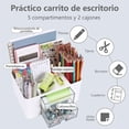 thumbnail image 2 of Porta Lapices de Escritorio, con 5 Particiones y 2 Cajones Transparentes, Organizador de Escritorio Universal, Cajón Transparente para Fácil Acceso. (Blanco), 2 of 4