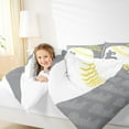 thumbnail image 4 of Feelyou Cartoon Baseball Athlete Full Size Comforter Sets for Boys, Grey Yellow Stripes Bedding Comforter Set, Ball Sports Theme Reversible Bedding Sets, Lightweight Room Decor, 3-Piece, 4 of 8