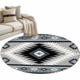 thumbnail image 2 of Round Area Rug 4ft,Retro Aztec Color Block Washable Carpet Non-Slip Runner Accent Rugs Indoor Floor Mat for Bedroom Living Room Decor,Ethnic Style, 2 of 9