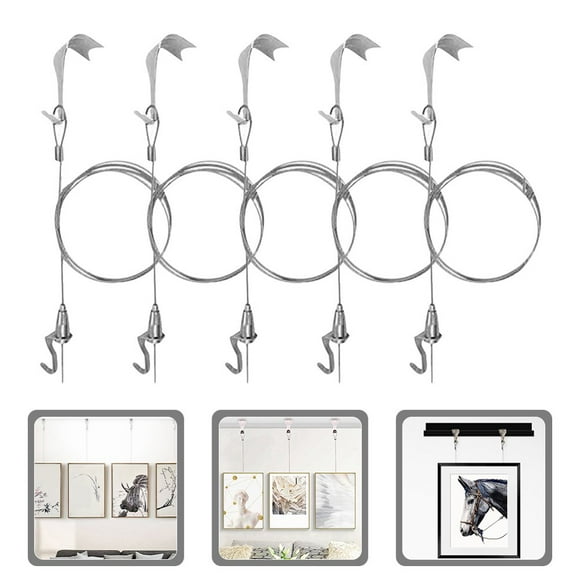 LEEYNEER 5 Sets Of Picture Hanging Kit Heavy Duty Picture Hanging Wire Adjustable Picture Hanging Strips Picture Hanging System Picture Hanger Kit Picture Hanging Brackets Wire Picture Ha