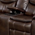 thumbnail image 3 of Console Loveseat with 2 Cupholders and Contrast Stitch, Brown, 3 of 5