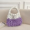 thumbnail image 2 of Bolsos Con Asa Superior Bolsos con asa superior para mujer Bolso de diseño tejido Bolso simple de lana islandesa (púrpura) Ehuebsd Para Estrenar, 2 of 9