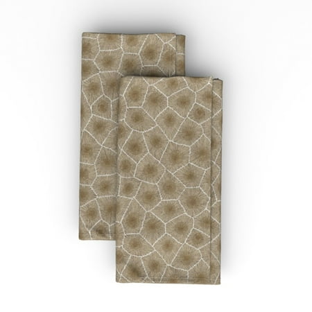 

Linen Cotton Canvas Dinner Napkins (Set of 2) - Petoskey Stone Natural Dark Rock Geology Science Geek Archaeology Iceland Neutral Tan Brown Print Cloth Dinner Napkins by Spoonflower
