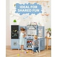 thumbnail image 3 of TLSUNNY Kids Corner Play Kitchen Set, w/ Realistic Light and Sound, Chalk Board, Sink & Washing Machine, Ice Maker, Gift for Toddlers, 3 of 10