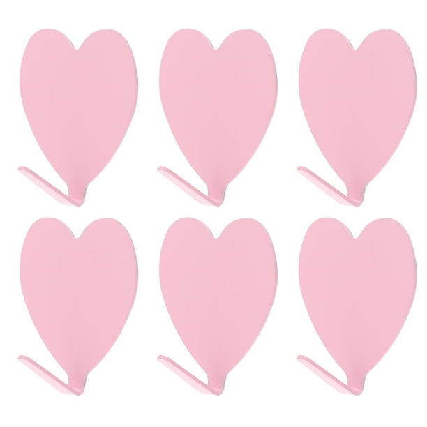 6 ganchos de pared decorativos en forma de corazón de acero inoxidable para colgar toallas de baño y ducha