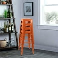 thumbnail image 5 of Lacoo Indoor-Outdoor 30'' Modern Tolix Style Metal Backless Light Weight Bar Stools with Square Seat, Orange, 5 of 8