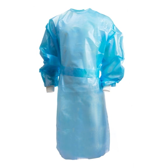 McKesson Chemotherapy Procedure Gown, Disposable - Full-Back, Waist Tie, AAMI Level 2, Unisex, Non-Sterile - Blue, Size Large, 44 in L, 30 Count