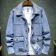 thumbnail image 4 of Chaquetas de mezclilla para hombre, abrigo de jeans cargo de otoño para hombre, ropa negra de bajo precio, de tela a bordo, diseñador elástico, estilo coreano G, 4 of 5