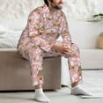 thumbnail image 7 of Naloa Gingerbread Houses Pink Wonderland Men’s Pajamas Set - Long Sleeve Button Down Sleep Shirt and Pajama Bottoms Sleepwear Set-XX-Large, 7 of 7