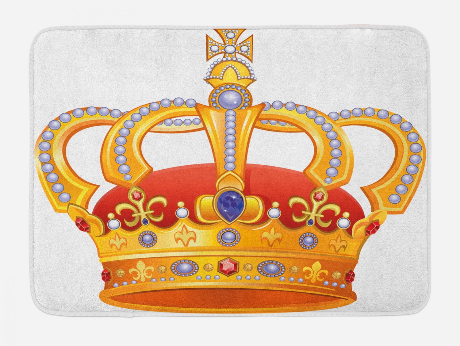 King Bath Mat, Royal Crown with Gem Like Image Symbol of Imperial Majestic Print, Non-Slip Plush Mat Bathroom Kitchen Laundry Room Decor, 29.5 X 17.5 ...