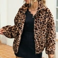 thumbnail image 4 of HOWPAY Women Winter Coats Fuzzy Jacket Long Sleeve Lapel Leopard Print Zip up Outwear with Pockets Overcoat Oversized Casual Warm Soft Clothes Coffee L, 4 of 6