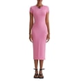 thumbnail image 1 of Gupgi Robe T-Shirt pour Femme Décontractée d'Été une Pièce Couleur Unie à Manches Courtes Coupe Ajustée Basique Midi, 1 of 9