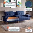 thumbnail image 2 of Sofá Cama Makora Hendrix BeeHybrid Lino Azul (Resorte Pocket + Memory Foam) Reclinable 3 Posiciones con Portavasos Makora Con Portavasos, 2 of 9