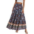 thumbnail image 2 of Womens Maxi Skirt 2025 Casual Flowy Elastic High Waist Long Skirts with Pockets Summer Beach Style Navy S, 2 of 5