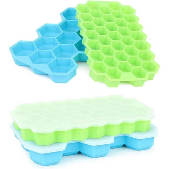Ice Cube Tray, Easy-Release Silicone Large Ice Moulds with Removeable LidsPerfect for Chilled DrinksFreezer, Baby Food, Whiskey and Cocktail, LFGB Certified