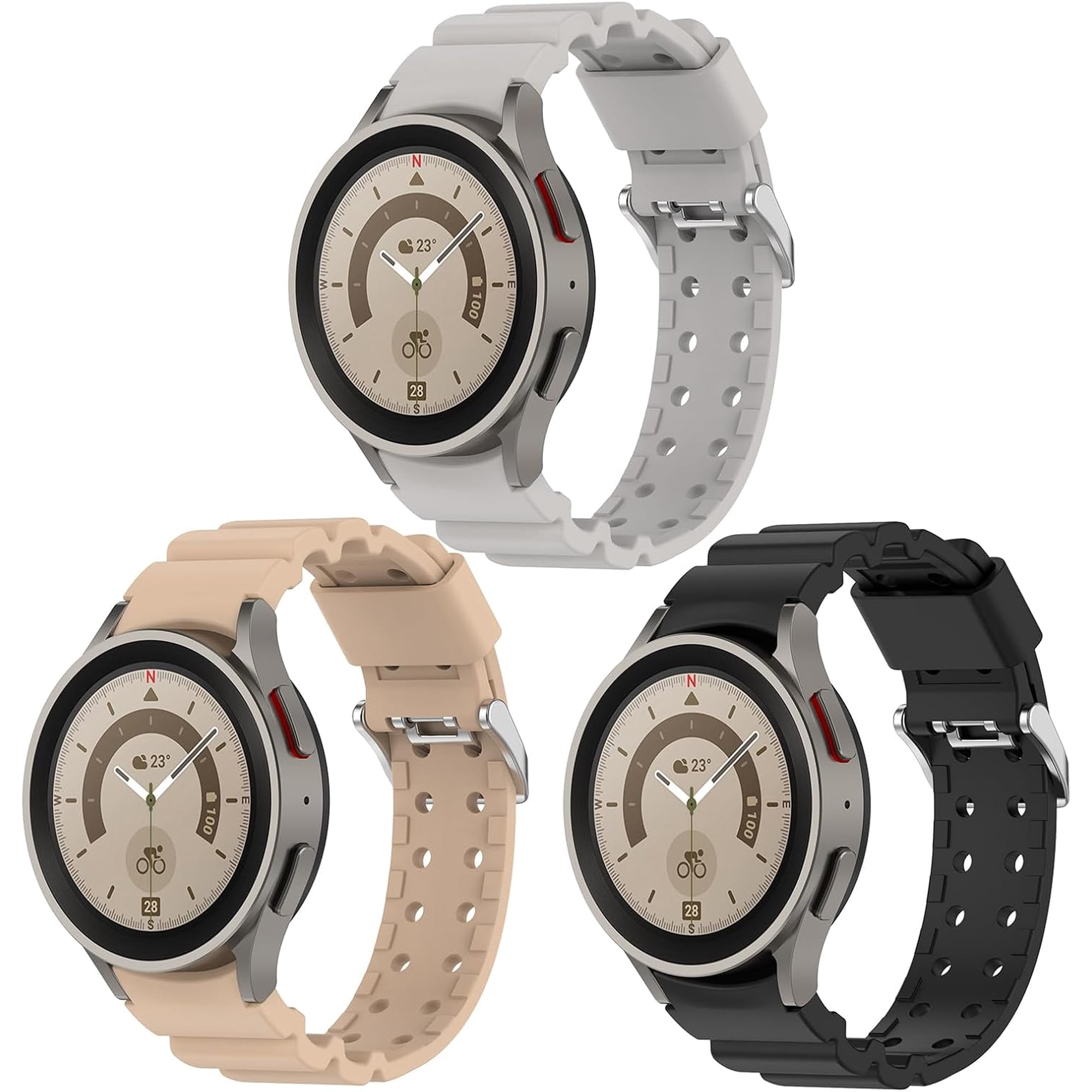 KOMI 3-Pack Bands Compatible with Samsung Galaxy Watch 6 Galaxy Watch 6 Classic Strap No Gap Waterproof Soft Silicone Band intended for Galaxy Watch 6 40mm 44mm 43mm 47mm