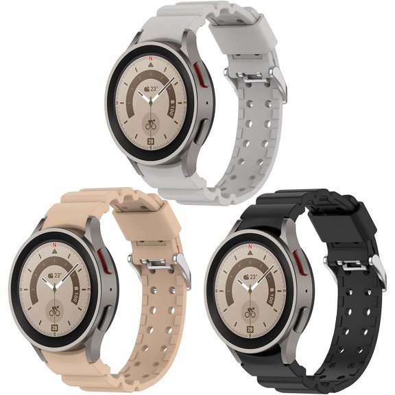 KOMI 3-Pack Bands Compatible with Samsung Galaxy Watch 6 Galaxy Watch 6 Classic Strap No Gap Waterproof Soft Silicone Band intended for Galaxy Watch 6 40mm 44mm 43mm 47mm
