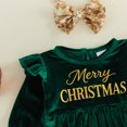 thumbnail image 6 of Cjfdfy Newborn Baby Girl Christmas Outfit Letter Print Crew Neck Long Sleeve Romper and Sequined Bow Headband 2 Pcs Set Infant Girl Merry Christmas Velvet Romper 0-18M, 6 of 9