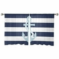 thumbnail image 3 of Navy Blue Stripe Nautical Sheer Curtains 54 Inches Length 2 Panels Set, Window Sheer Curtains for Living Room/Bedroom, Aqua Anchor Summer Coastal Light Filtering Rod Pocket Curtain 52'' x 54'' x 2, 3 of 7