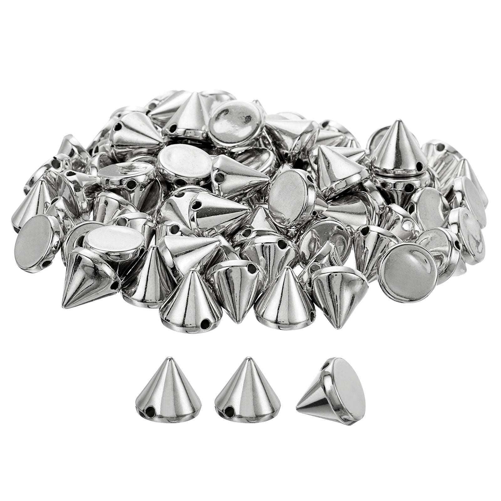 Unique Bargains 200Pack Acrylic Spike Cone Studs, 10x12mm Flat