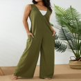 thumbnail image 3 of Combinaison en Coton Sans Manches pour Femmes Pantalon Large Ample Combinaison en Lin Grande Taille, 3 of 6