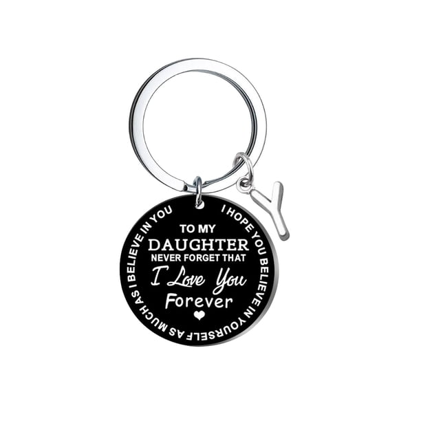 Llavero creativo DIY para mi hija, acero inoxidable negro, apellido, 26 letras, 2,5 cm Wmkox8yi sjalhkljlk3860