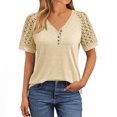 thumbnail image 2 of Tamaño Más Manga Corta Tops para Mujeres Verano Color Sólido Puff Manga Corta Suelta Moda Cuello Redondo Top, 2 of 6