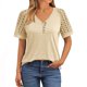 thumbnail image 2 of Tamaño Más Manga Corta Tops para Mujeres Verano Color Sólido Puff Manga Corta Suelta Moda Cuello Redondo Top, 2 of 6