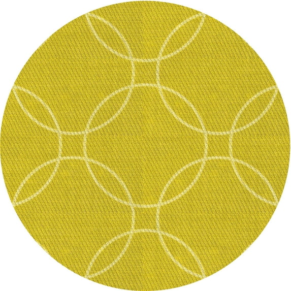 Ahgly Company Indoor Round Patterned Golden Yellow Area Rugs, 6' Round