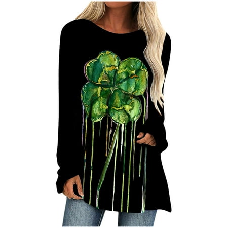 

Corset Tops For Women Women Fashion St. Patrick s Day Printed Loose Tops Long Sleeve T-Shirts Crewneck Blouse Womens Plus Tops