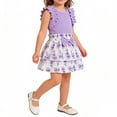 thumbnail image 5 of Cethrio Girls Summer Outfit Sets, Short Sleeve 2 Piece Pullover Fashion Kids' Clothing Sets Purple Size 9-12 Months, 5 of 8